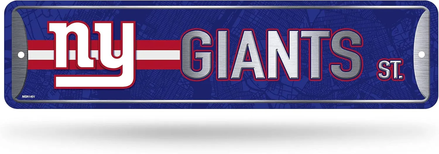Rico Industries NFL Metal Street Sign Metal Street Sign 4" x 15" Home Décor - Bedroom - Office - Man Cave