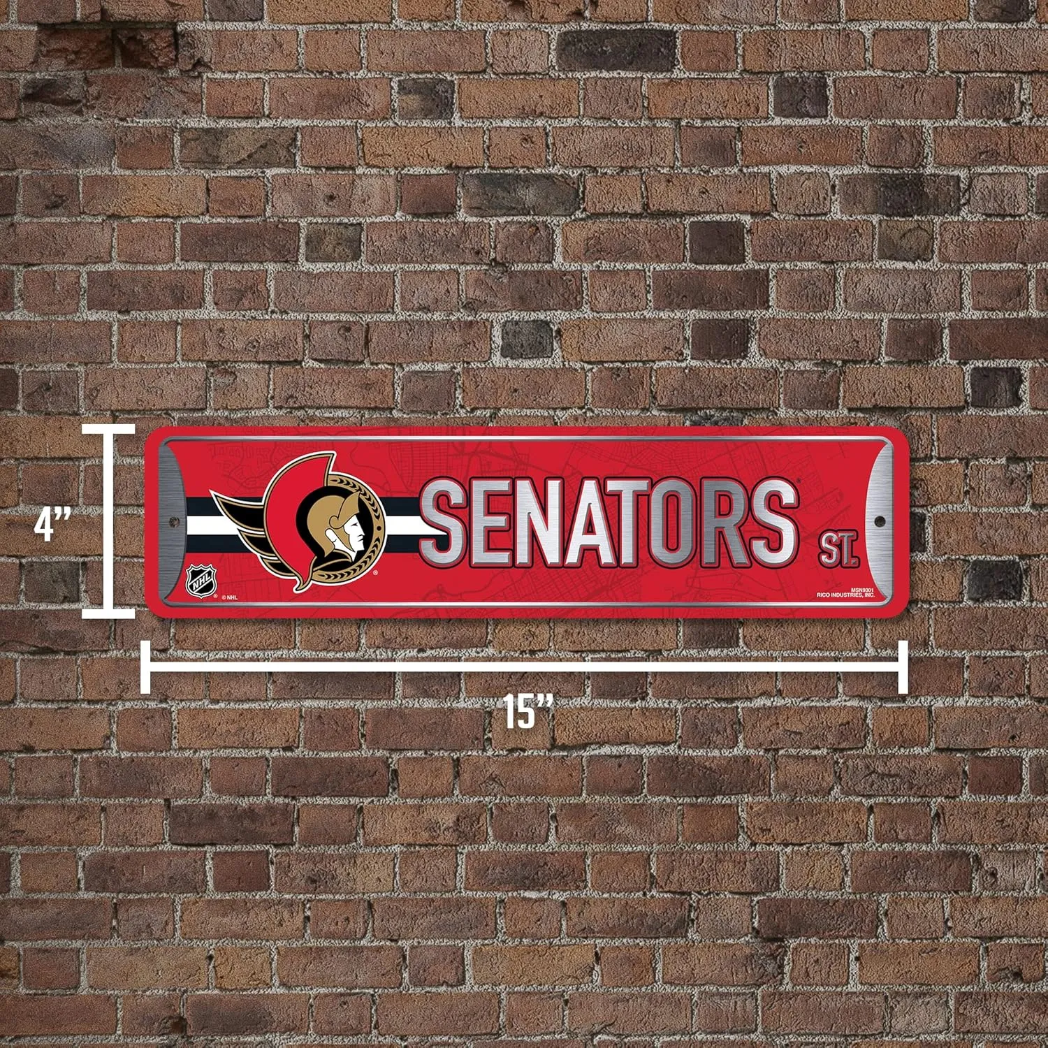 Rico Industries NHL Colorado Metal Street Sign Metal Street Sign 4" x 15" Home Décor - Bedroom - Office - Man Cave
