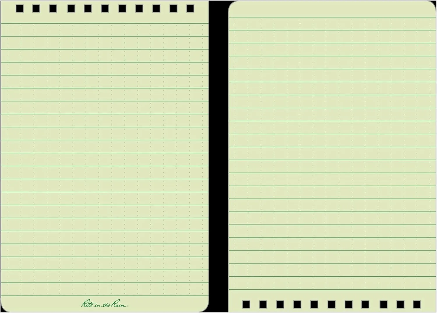 Rite In The Rain Weatherproof Top Spiral Notebook, 4" x 6", Green Cover, Universal Pattern, 3 Pack (No. 946-3)