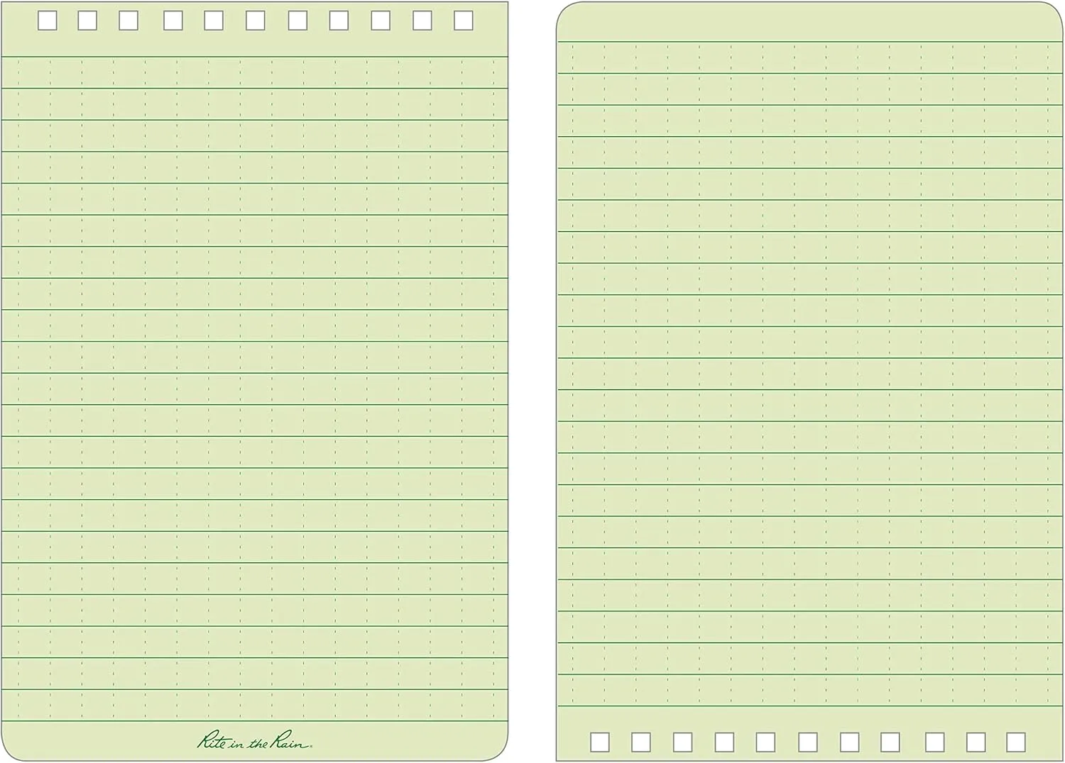 Rite In The Rain Weatherproof Top Spiral Notebook, 4" x 6", Green Cover, Universal Pattern, 3 Pack (No. 946-3)