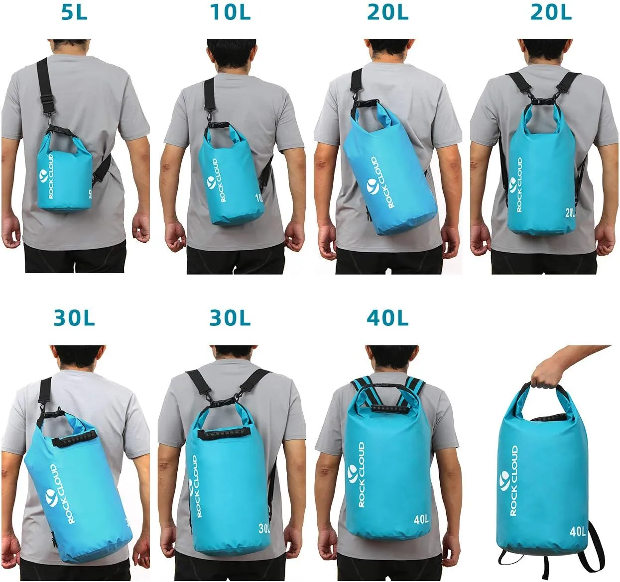 ROCK CLOUD Dry Bag Waterproof 40L Dry Sack for Kayaking Rafting Boating Beach Surfing Swimming Canoe Camping Hiking Fishing Ski