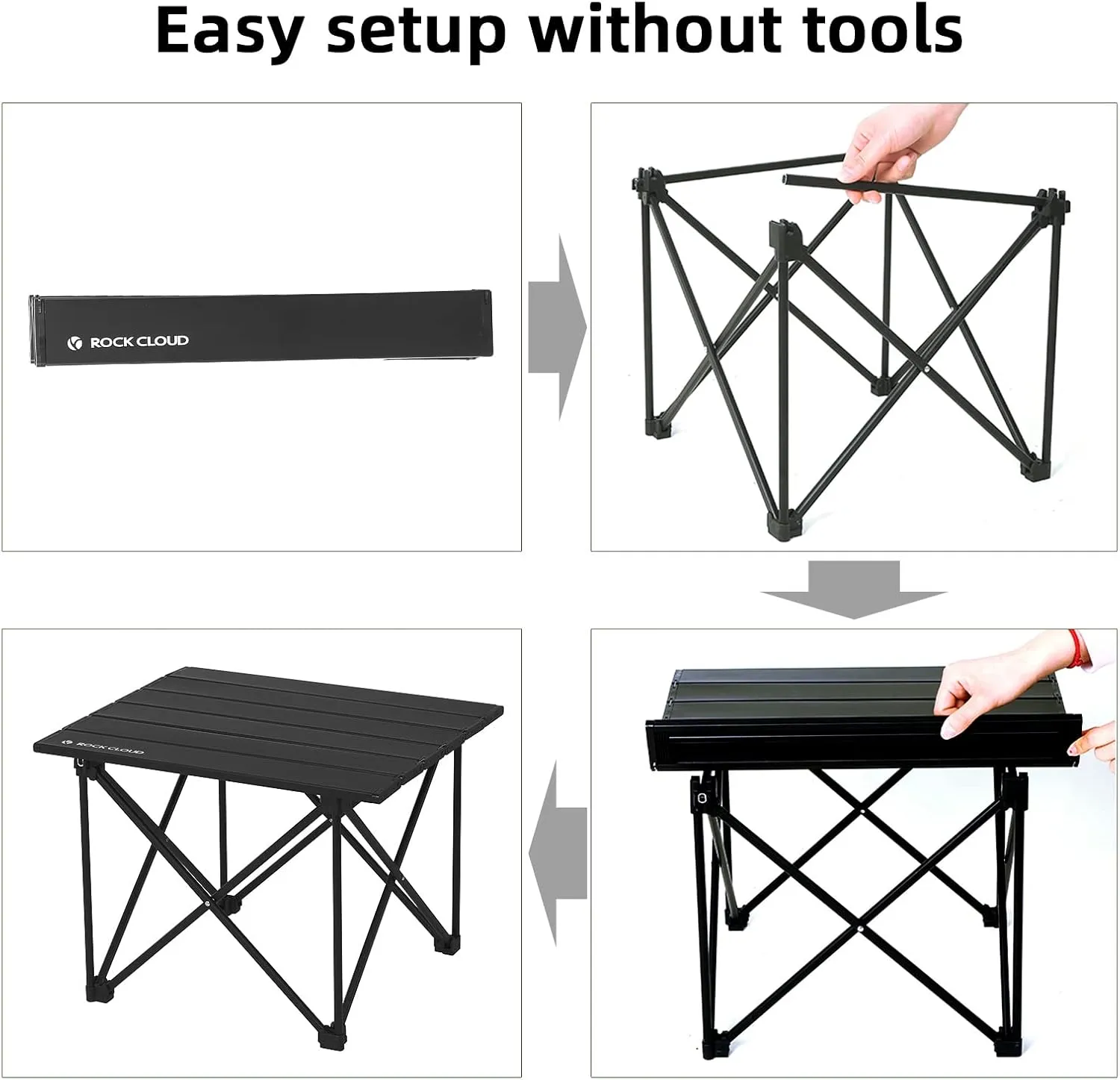 ROCK CLOUD Portable Camping Table Ultralight Aluminum Camp Table Folding Compact Beach Table for Camping Hiking Backpacking Outdoor Picnic(Reinforced Frame-Small)