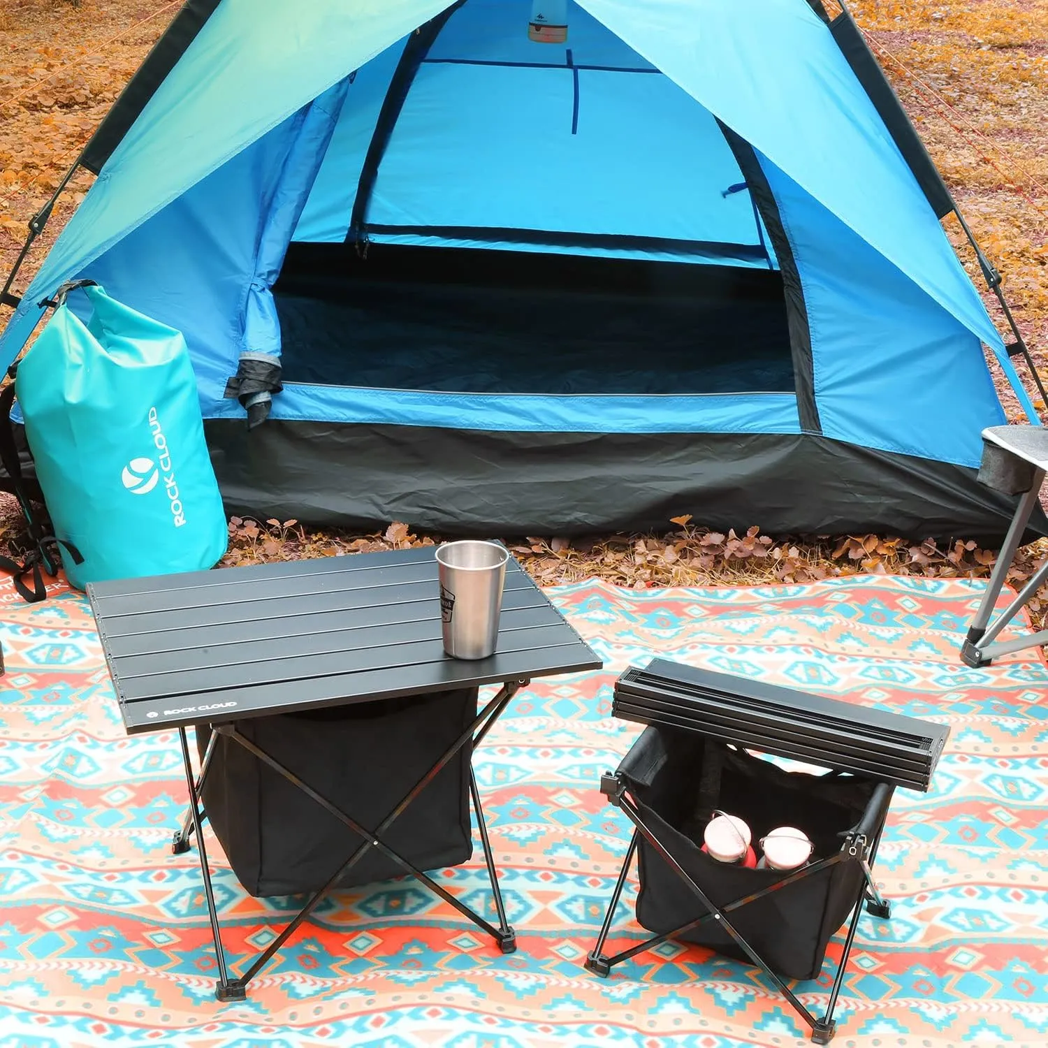 ROCK CLOUD Portable Camping Table Ultralight Aluminum Camp Table with Storage Bag Folding Beach Table for Camping Hiking Backpacking Outdoor Picnic, Size M