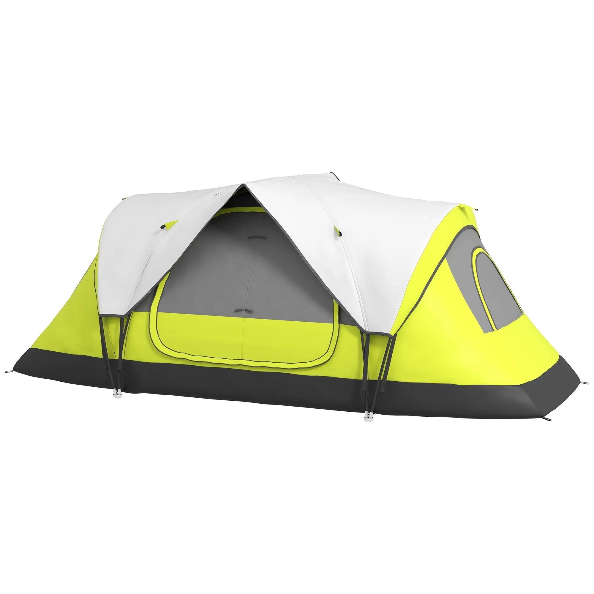 Rootz Camping Tent - 2 Room Shelter - Outdoor Canopy - Rain Protection - Dark Green - 450cm x 215cm x 180cm