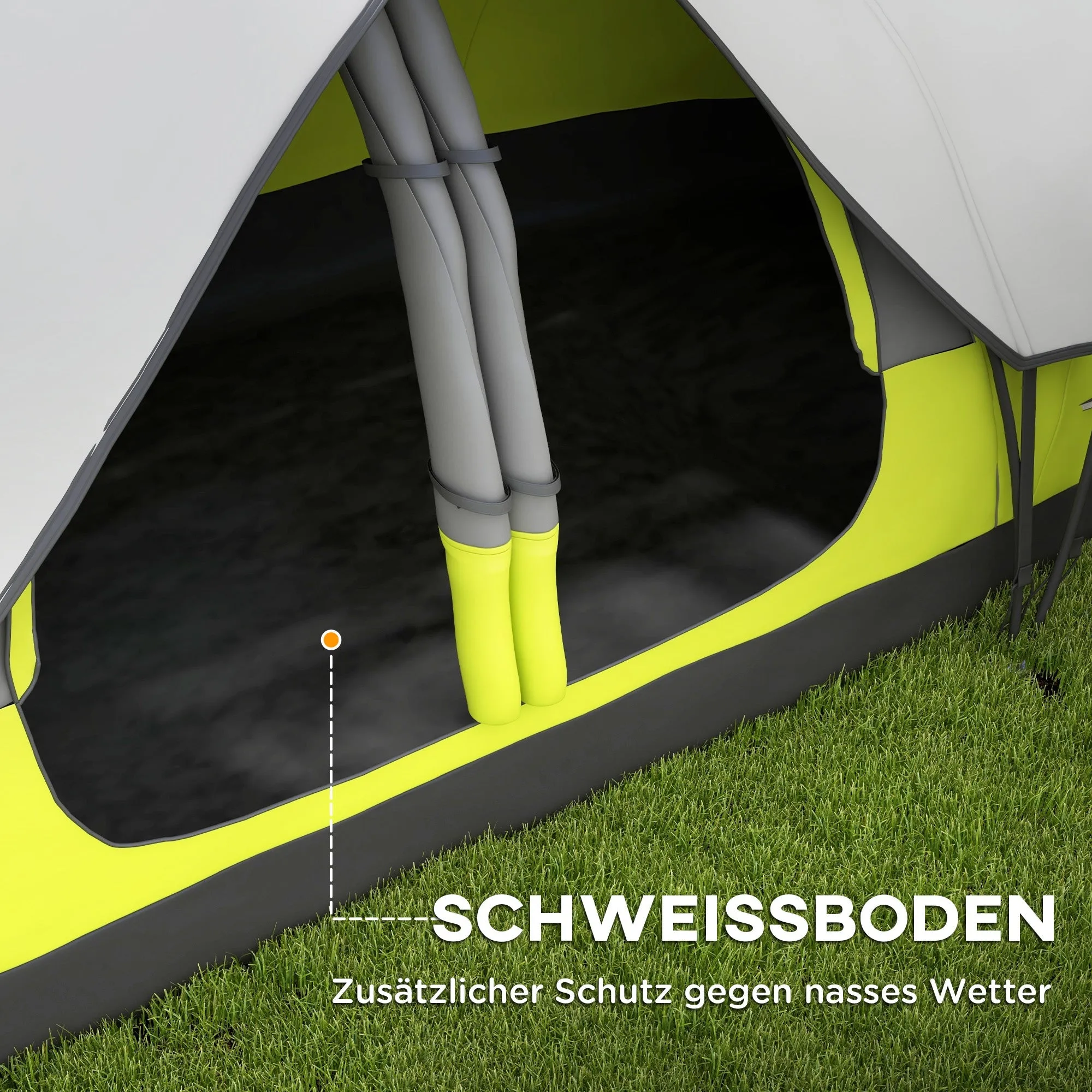 Rootz Camping Tent - 2 Room Shelter - Outdoor Canopy - Rain Protection - Dark Green - 450cm x 215cm x 180cm