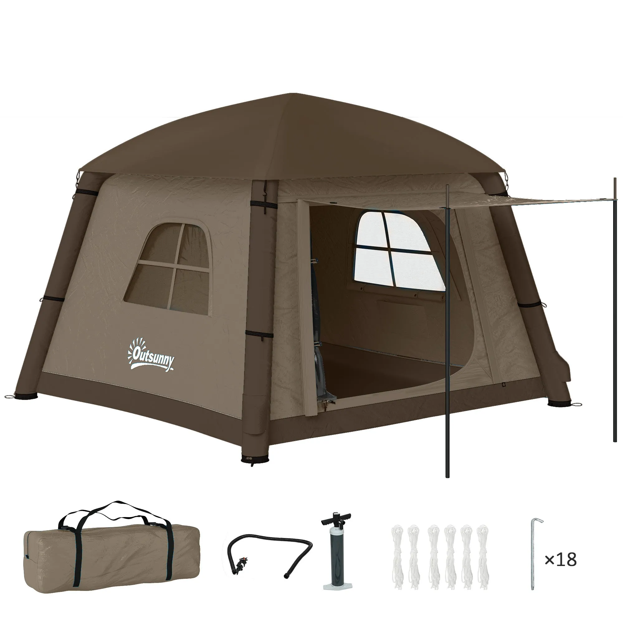 Rootz Inflatable Camping Tent 1-2 People - Outdoor Tent - Family Tent - Waterproof - 210x210x160cm