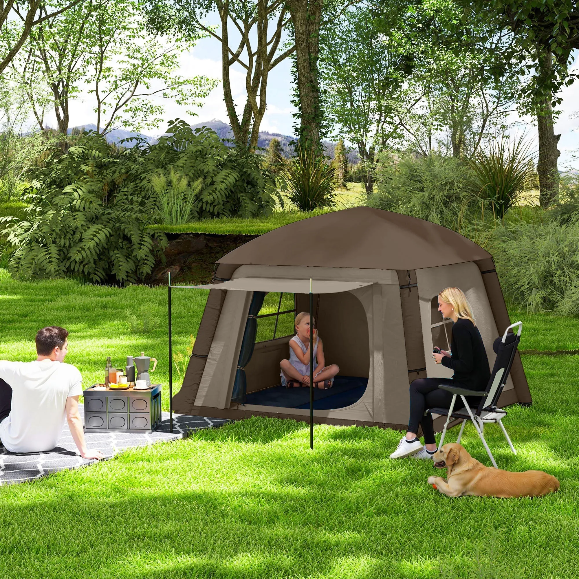 Rootz Inflatable Camping Tent 1-2 People - Outdoor Tent - Family Tent - Waterproof - 210x210x160cm