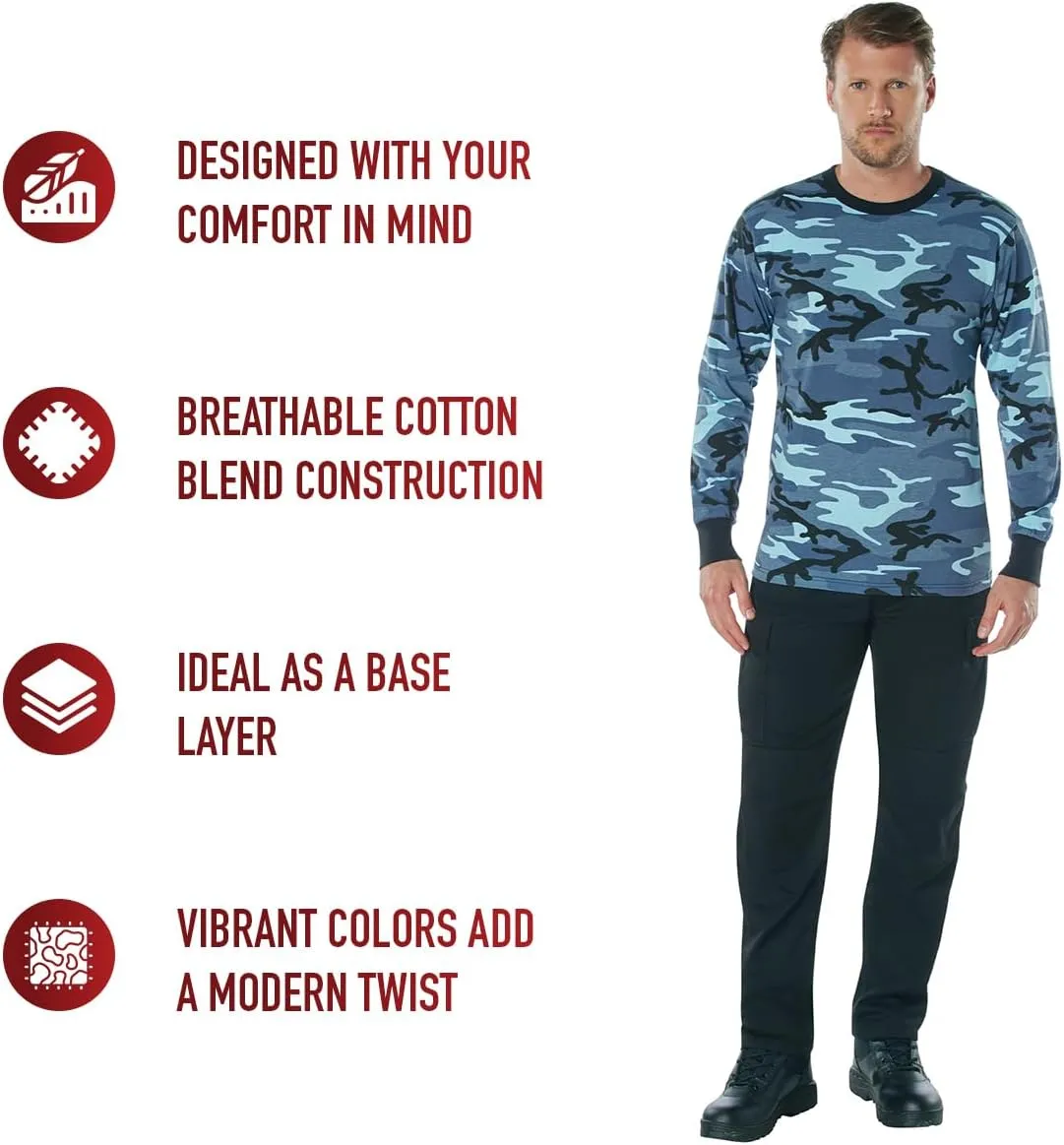 Rothco Mens Long Sleeve Color Camo T-Shirt