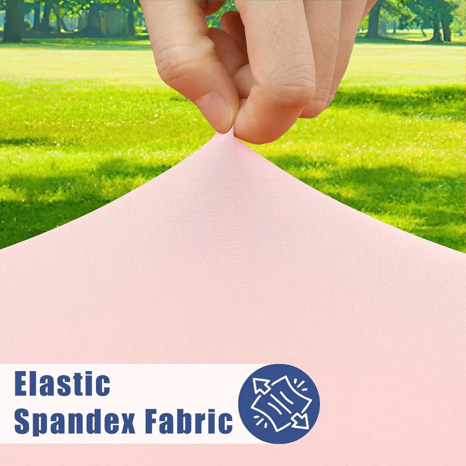 Round Spandex Table Cloth, Elastic Fitted Waterproof Tablecloths for 45"-56" Tables, Stretch Washable Picnic Table Cover for Camping, Dining, Indoor and Outdoor, Pink