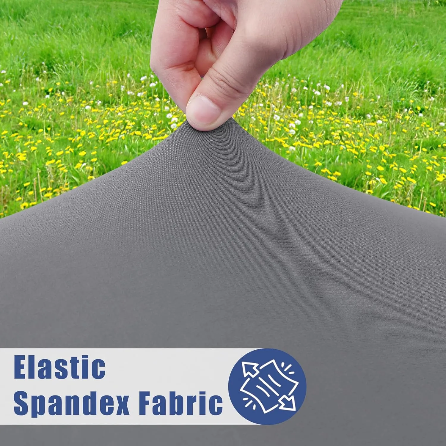 Round Spandex Table Cloth, Elastic Fitted Waterproof Tablecloths for 57"-68" Tables, Stretch Washable Picnic Table Cover for Camping, Dining, Indoor and Outdoor, Grey