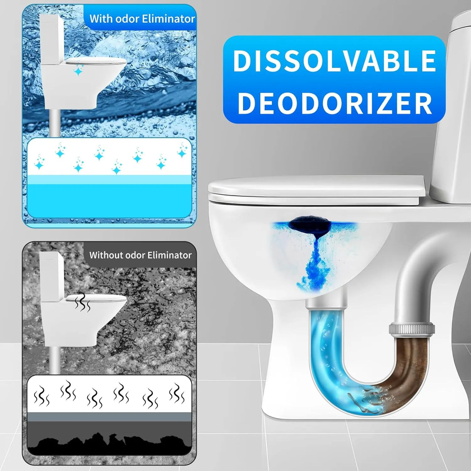 RV Toilet Treatment Drop Ins, Extra Strength Septic Tank Treatment & Cleaner, Waste Breakdown/Odor Control, RV Black Tank Treatment for RVs, Boats & Portable Toilets, Odor Eliminator (50 Pack)