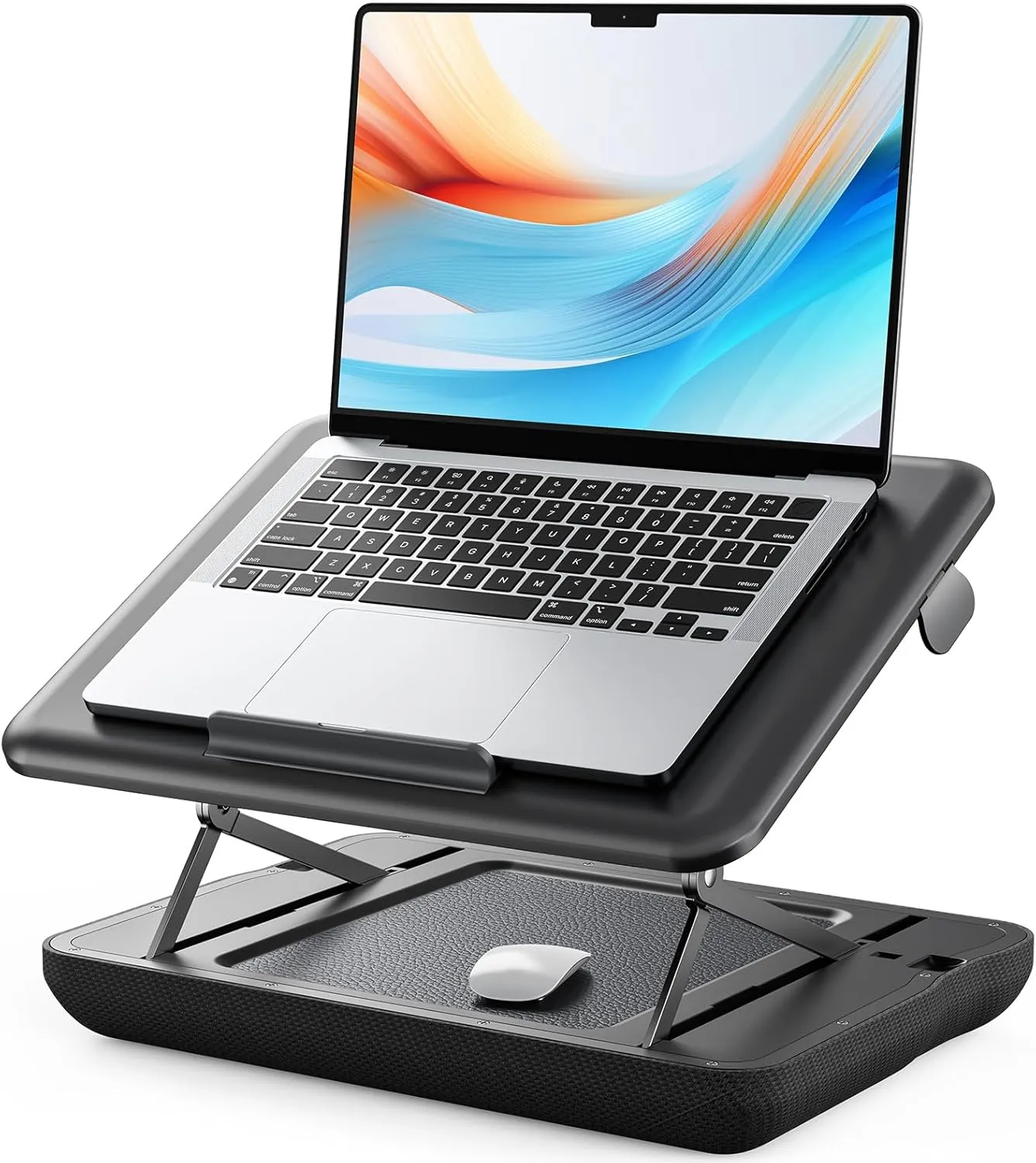 SAIJI Adjustable Lap Stand for Lap, Portable Laptop Lap Desk, Lap Desks with Cushion for Car,Couch, Laptop Stand for Bed- Up to 15.6 Inch Laptops（Black）