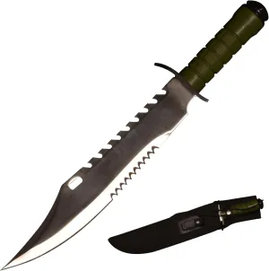 Sawtooth Dagger Blade Sharp 16.5 inches Green, Used for Outdoor Camping, Hiking, Adventure, self-Defense, Survival