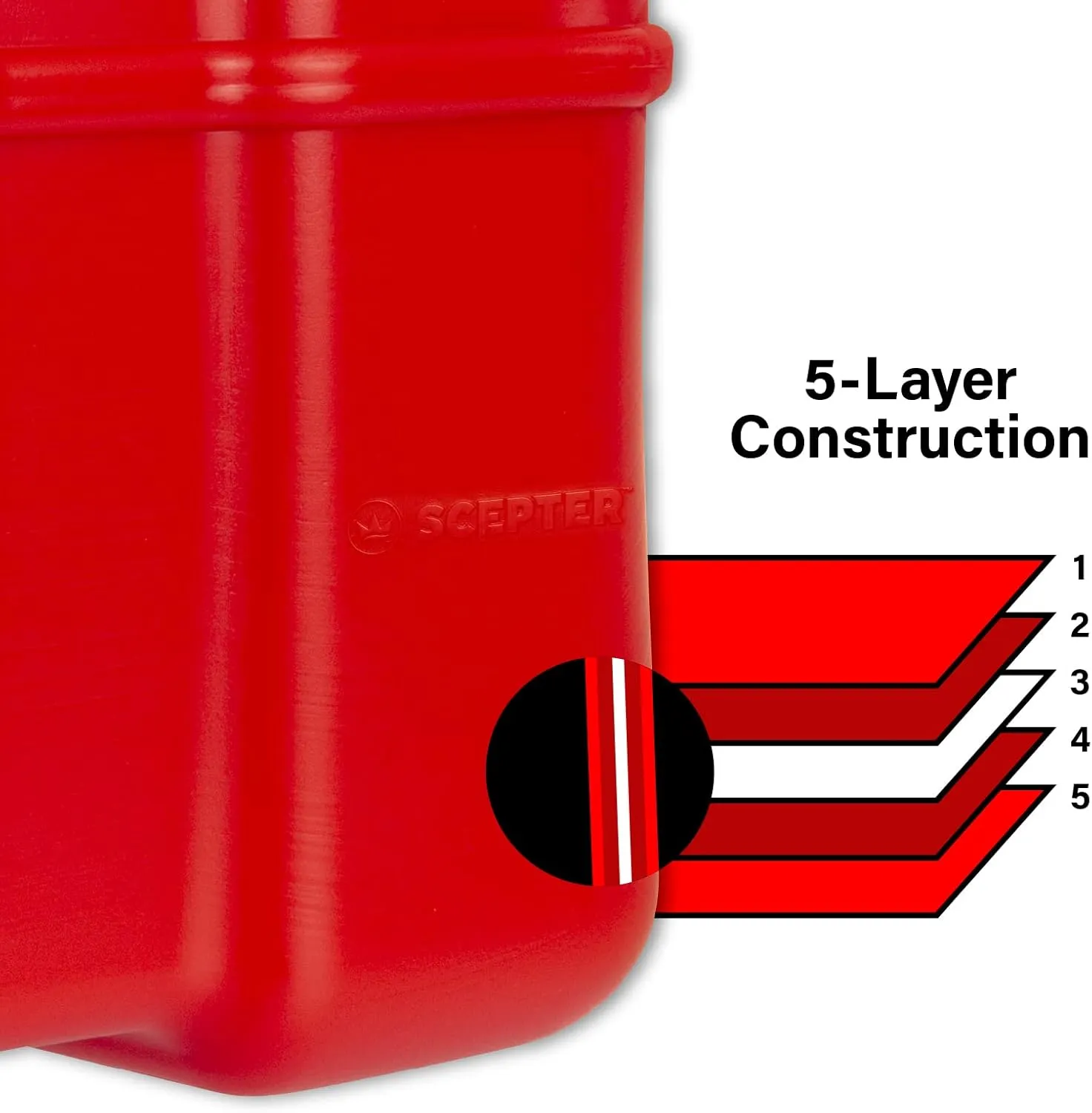 Scepter 9 Gallon Portable Marine Gas Can, Boat Fuel Tank, 2-Way Vented Cap, Built-In Fuel Gauge and Pick-Up, Handles, EPA & CARB Compliant, Rectangular, 14.38"L x 23"W x 11.5"H (08667)
