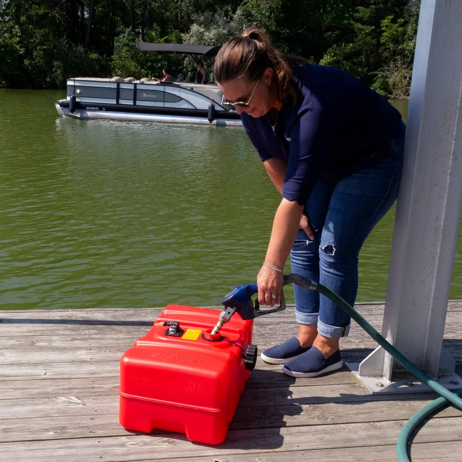 Scepter 9 Gallon Portable Marine Gas Can, Boat Fuel Tank, 2-Way Vented Cap, Built-In Fuel Gauge and Pick-Up, Handles, EPA & CARB Compliant, Rectangular, 14.38"L x 23"W x 11.5"H (08667)