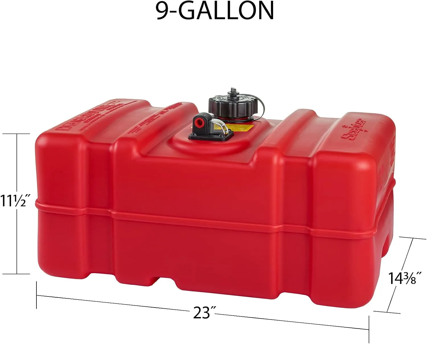 Scepter 9 Gallon Portable Marine Gas Can, Boat Fuel Tank, 2-Way Vented Cap, Built-In Fuel Gauge and Pick-Up, Handles, EPA & CARB Compliant, Rectangular, 14.38"L x 23"W x 11.5"H (08667)