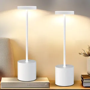 Set of 2 Cordless Rechargeable Table Lamps, Portable LED Desk Lamp, 5000mAh Battery Powered, 3 Color Dimmable Lighting for Bedroom, Dining, Restaurant, Patio, Outdoor