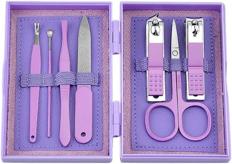 Seven Piece Nail Knife Set Beauty Manicure Tool Nail Repair Set (Color : E, Size : 14.5 * 10.8cm)