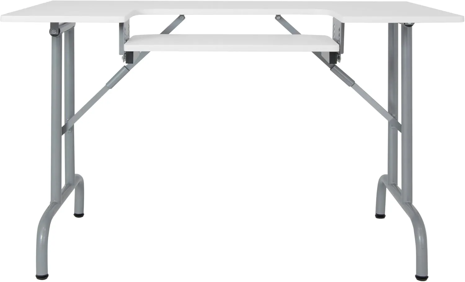 Sew Ready Folding Multipurpose Sewing Table - 47.5" W x 28" D Foldable White Hobby and Sewing Machine Table with Adjustable Shelf - Can Also Be Used as Computer Desk