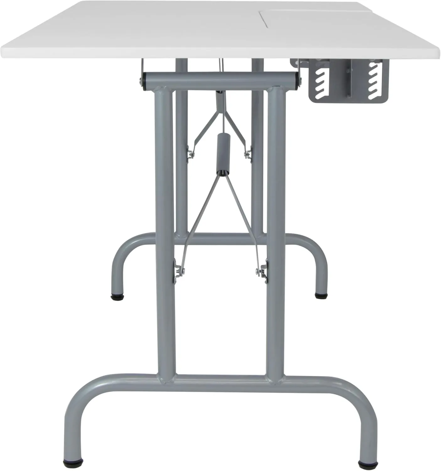 Sew Ready Folding Multipurpose Sewing Table - 47.5" W x 28" D Foldable White Hobby and Sewing Machine Table with Adjustable Shelf - Can Also Be Used as Computer Desk