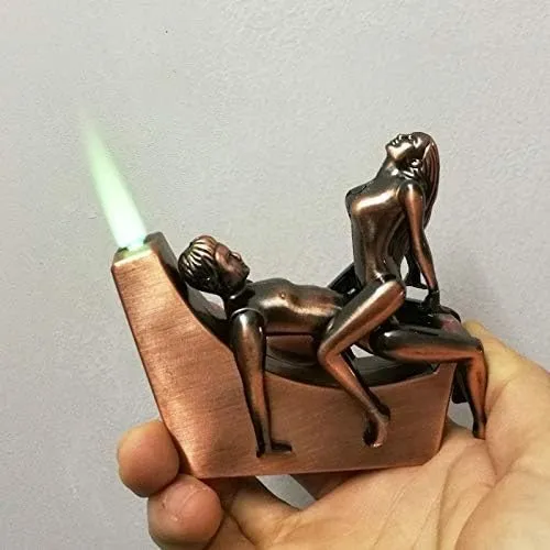 Sex Butane Torch Lighter, Sexy Windproof Lighter Metal Jet Torch Gas Butane Lighter Refillable Single Jet Flame (Size : E)