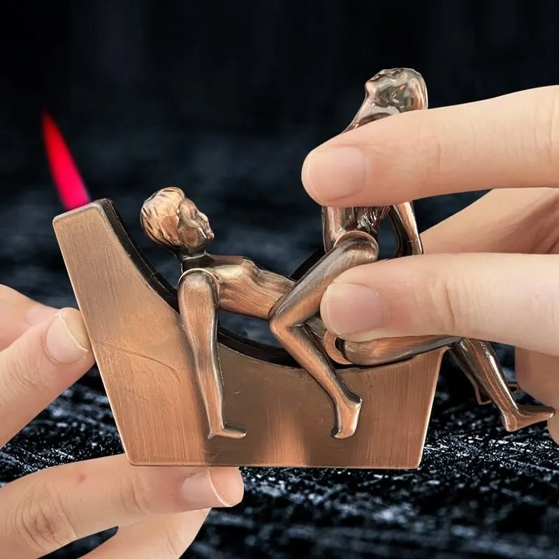 Sex Butane Torch Lighter, Sexy Windproof Lighter Metal Jet Torch Gas Butane Lighter Refillable Single Jet Flame (Size : E)