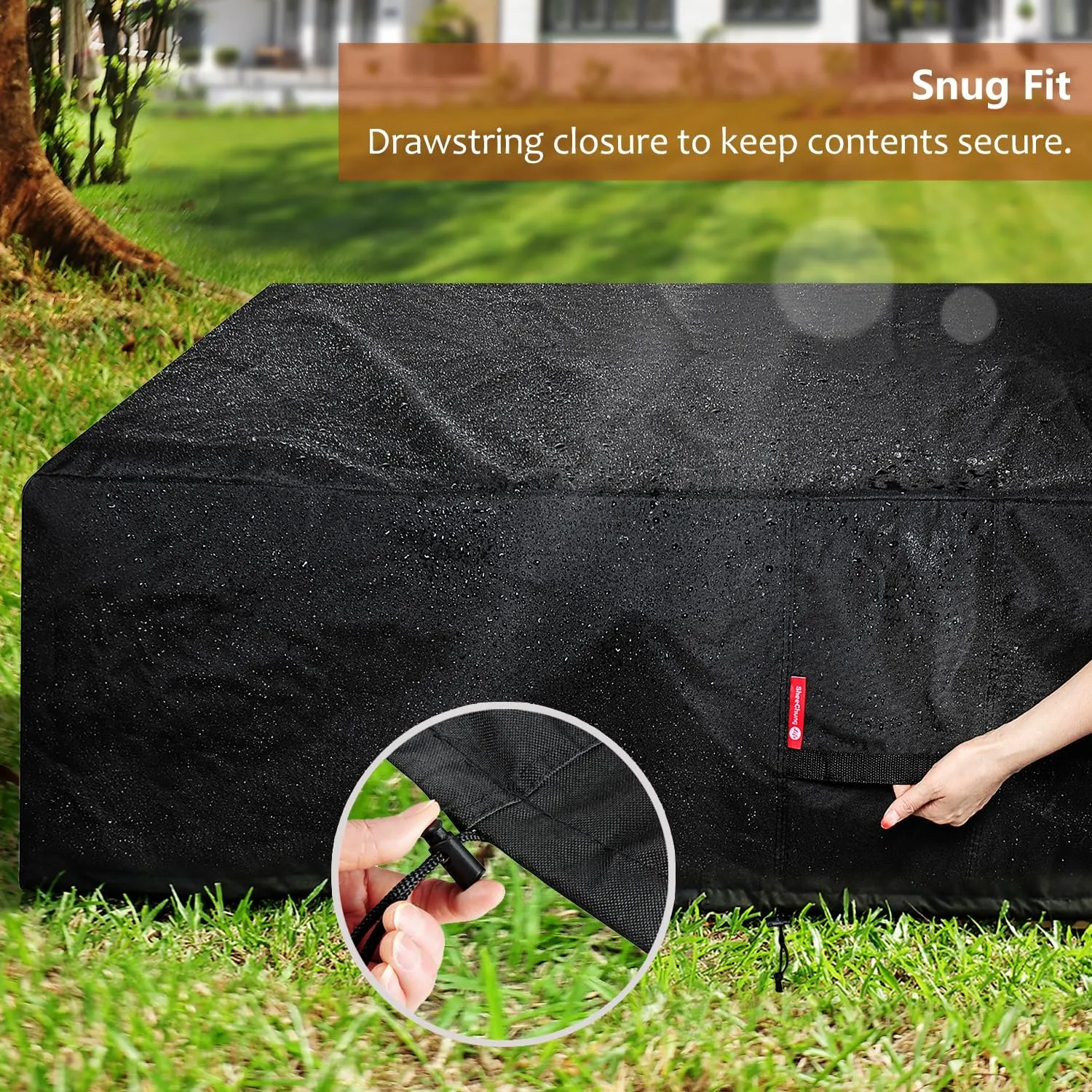 SheeChung Rectangular Fire Pit Cover,Fits 54-58 Inch-Outdoor Waterproof Anti-UV Patio Furniture Gas Fire Pit Table,58 x 28 x 24 Inches, Black