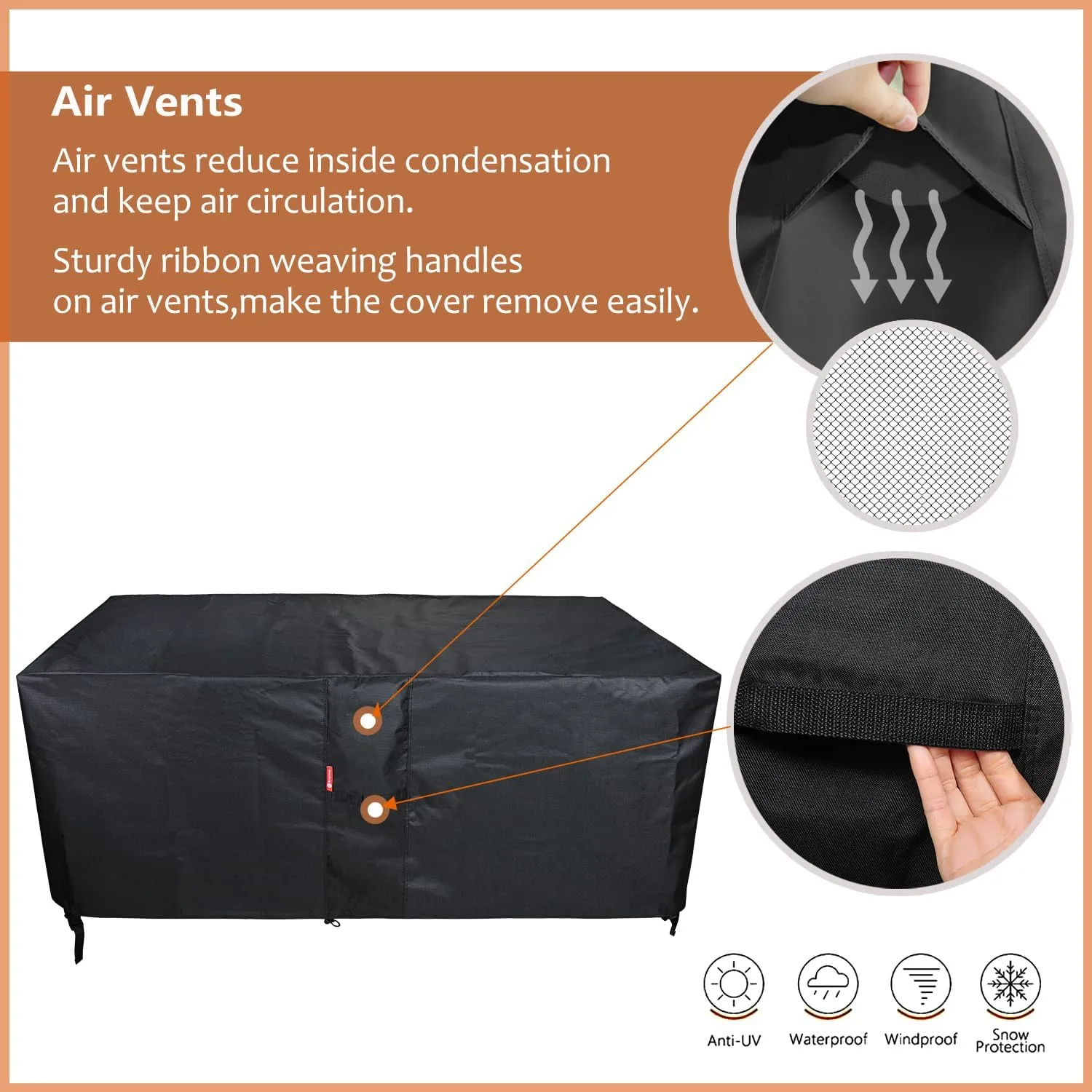 SheeChung Rectangular Fire Pit Cover,Fits 54-58 Inch-Outdoor Waterproof Anti-UV Patio Furniture Gas Fire Pit Table,58 x 28 x 24 Inches, Black