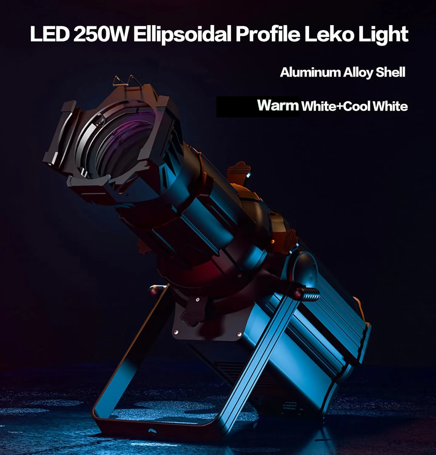 SHEHDS LEKO Profile Stage Spotlights LED 250W Cool White Warm White 17° Beam Angle 2500K-7500k Par Ellipsoidal Lights Manual Focus Four-Leaf Manual Cut Light Barrier DMX512 Disco DJ Lights for Show