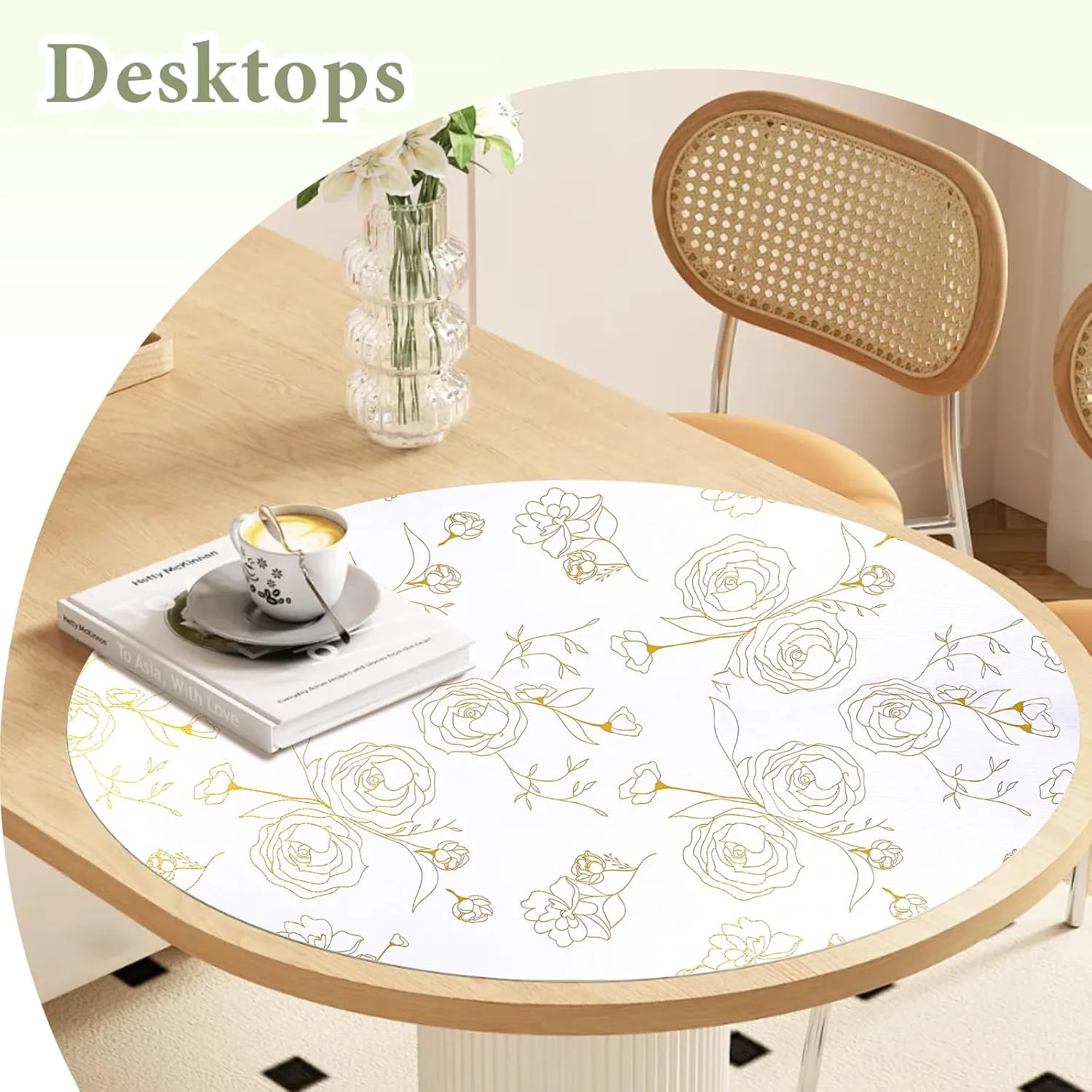 Shelf Liners for Kitchen Cabinets 12in x 20FT Non Adhesive Drawer Liner Gold Floral Thickened Shelf Liner Paper Strong Non-Slip Easy to Clean for Tool Box Refrigerator with Knife and Tape Measure