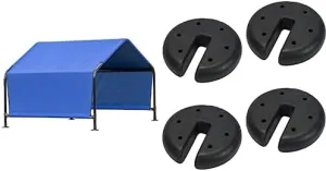 ShelterLogic 4' x 4' x 3' Outdoor Pet Shade Sun Shelter for Dogs, Cats, and Livestock with Quik Shade Set of 4 Heavy Duty Weight Plates for Securing Instant and Pop-Up Canopies and Tents