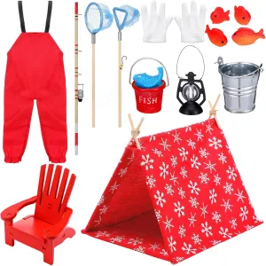 ShinyRelief 15pcs Christmas Accessories Fishing Accessories Include Fishing Outfit Camping for Xmas Clothes and Gift