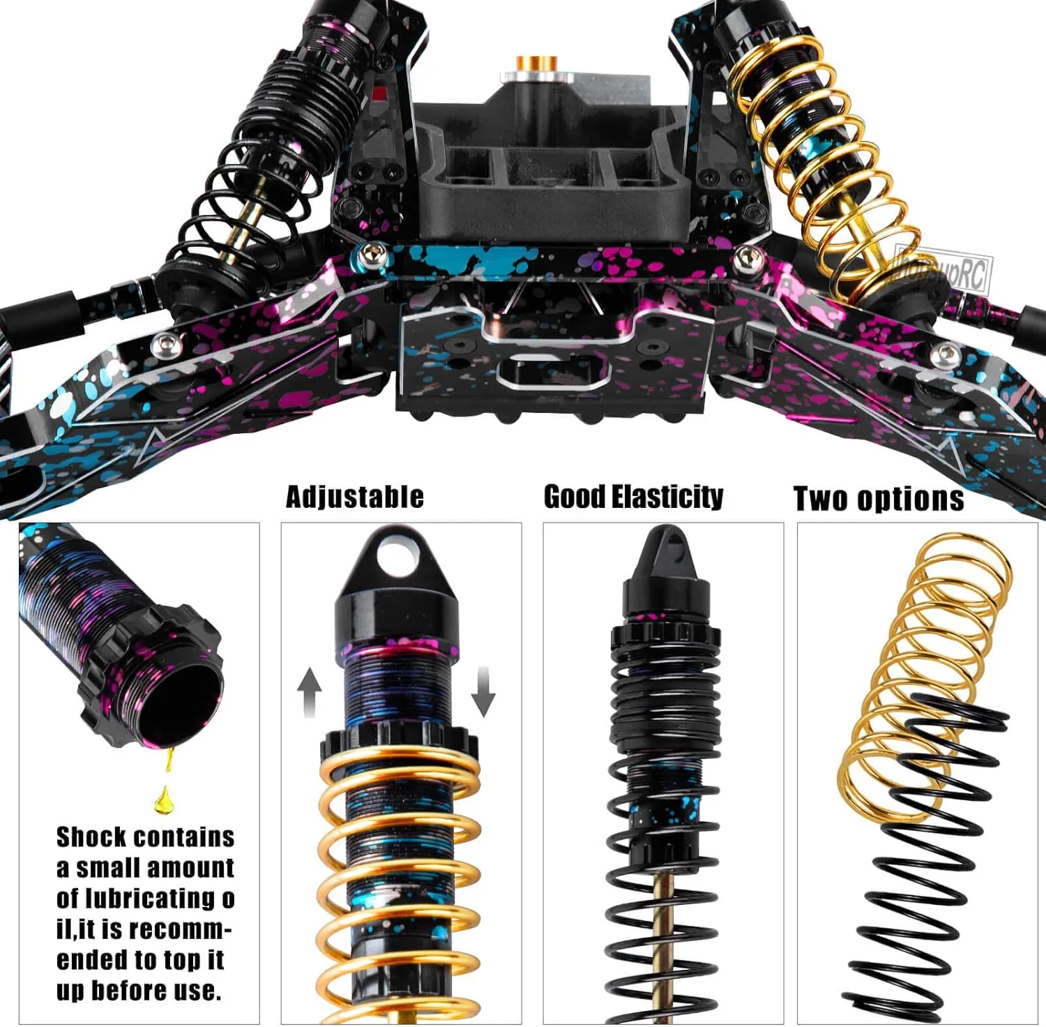 Shocks Absorber Damper&Drive Shaft Axles CVD Driveshafts&Suspension A Arms&Steering Block&Hubs Caster Blocks&Shock Tower&Links Toe Link&Bulkhead Upgrades Parts for 1/10 Slash 2WD (VXL).colour