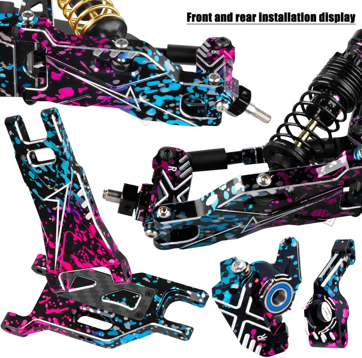 Shocks Absorber Damper&Drive Shaft Axles CVD Driveshafts&Suspension A Arms&Steering Block&Hubs Caster Blocks&Shock Tower&Links Toe Link&Bulkhead Upgrades Parts for 1/10 Slash 2WD (VXL).colour