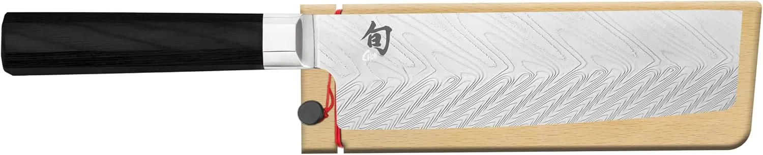 Shun Dual Core 6.5" Nakiri Knife, Handcrafted Japanese Vegetable Knife, VG10 and VG2 Damascus Steel Blade, Pakkawood Handle, Japanese Slicing Tool For Professional and Home Chefs