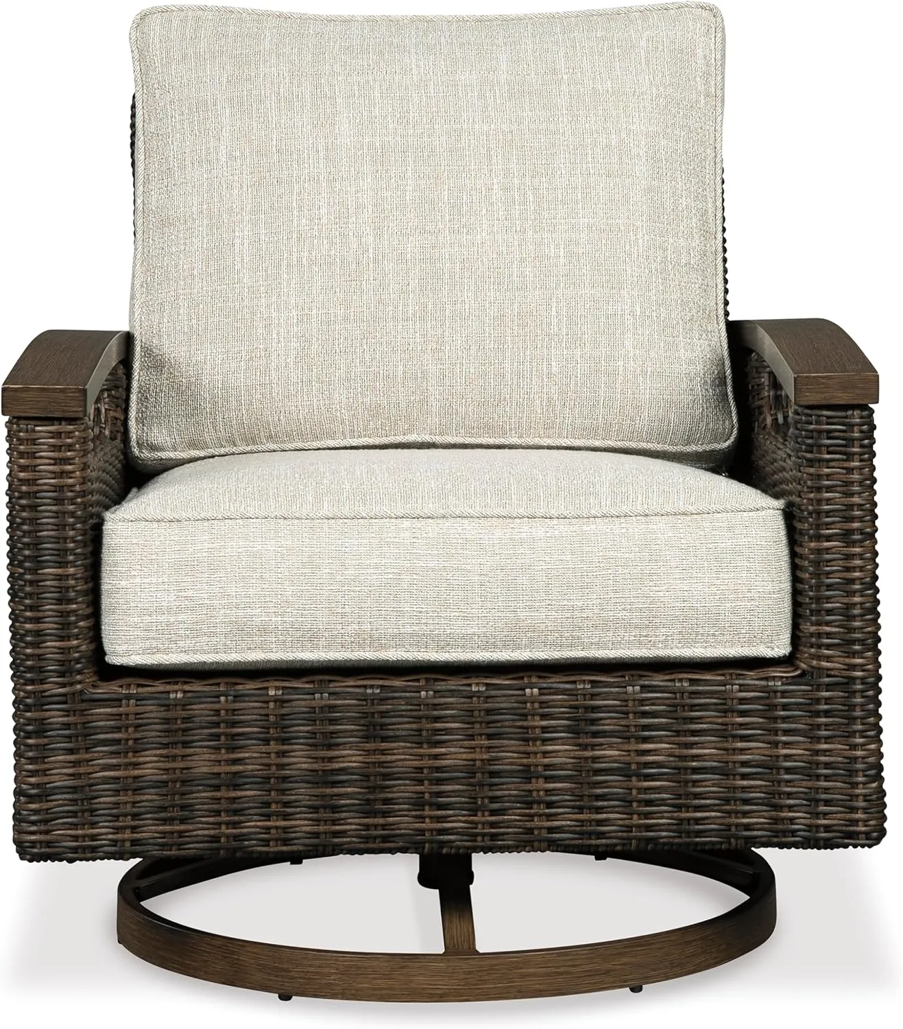 Signature Design by Ashley Paradise Trail Outdoor Swivel Upholstered Lounge Chair Set, 2 Count, Beige