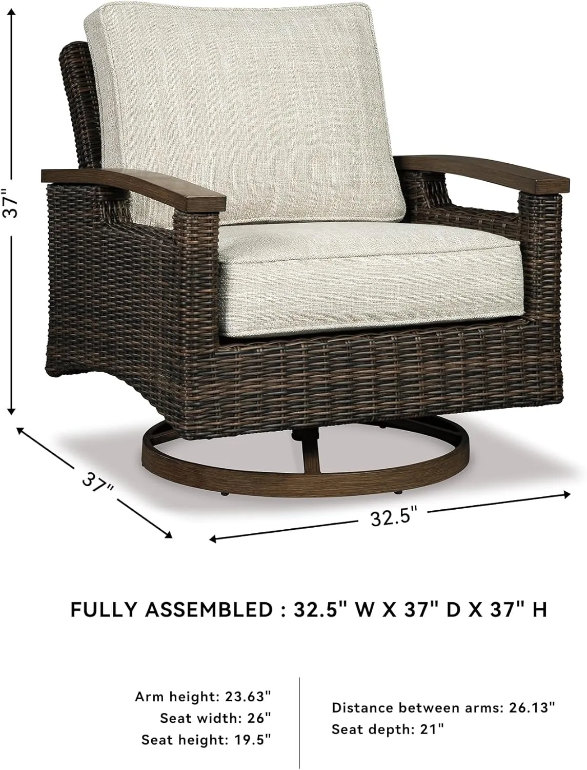 Signature Design by Ashley Paradise Trail Outdoor Swivel Upholstered Lounge Chair Set, 2 Count, Beige
