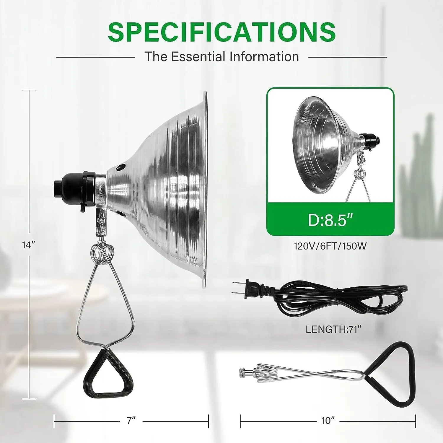 Simple Deluxe HIWKLTCLAMPLIGHTMX2 2-Pack Clamp Lamp Light with 8.5 Inch Aluminum Reflector Up to 150 Watt E26 Socket (No Bulb Included) 6 Feet 18/2 SPT-2 Cord, Silver
