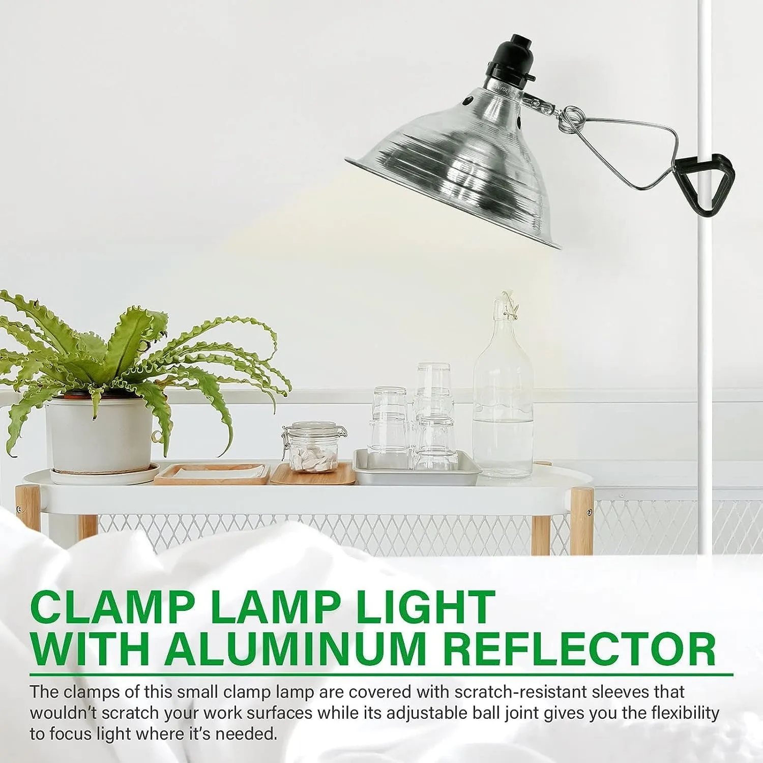 Simple Deluxe HIWKLTCLAMPLIGHTMX2 2-Pack Clamp Lamp Light with 8.5 Inch Aluminum Reflector Up to 150 Watt E26 Socket (No Bulb Included) 6 Feet 18/2 SPT-2 Cord, Silver