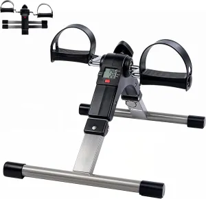 Simple Deluxe Pedal Exercise Bike, Under Desk Bike Pedal Exerciser, Mini Exercise Bike for Arms and Legs Workout, Folding Exercise Peddler Portable with Digital Monitor, Resistance Adjustable