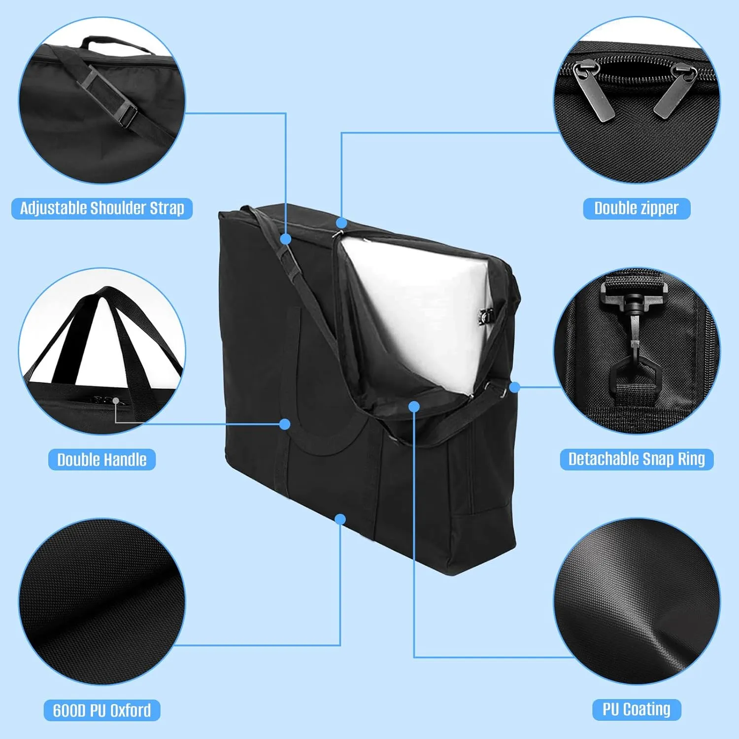 SIRUITON 2Pack Folding Table Storage Bag Fits 4FT Tables, Portable 600D WaterProof Carry Bag for Folding Picnic/Camp Tables with Reinforcing Plate & Shoulder Strap, 24" D x 24" W x4.5 H