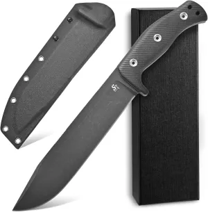 Sitivien ST12 Plus Fixed Blade Knife Sleipner Brushed Steel Blade G10 Handle Full Tang EDC Straight Knife for Camping Hunting Fishing(Black)