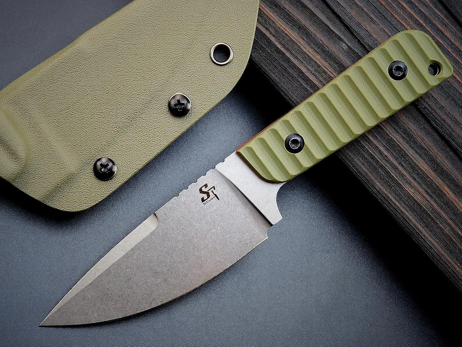 Sitivien ST14 Fixed Blade Knife AUS-10 Steel Blade G10 Handle Full Tang EDC Tool Knife for Outdoor Camping Hiking Hunting Adventure Bushcraft(Green)