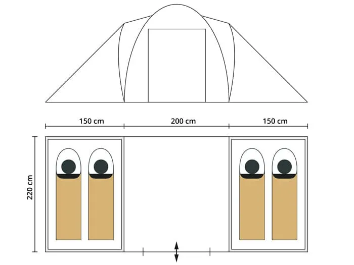 Skandika Hammerfest 4 Sleeper Protect Vis-A-Vis Tent 4 Person in Light Blue & Dark Grey (SKA0062)