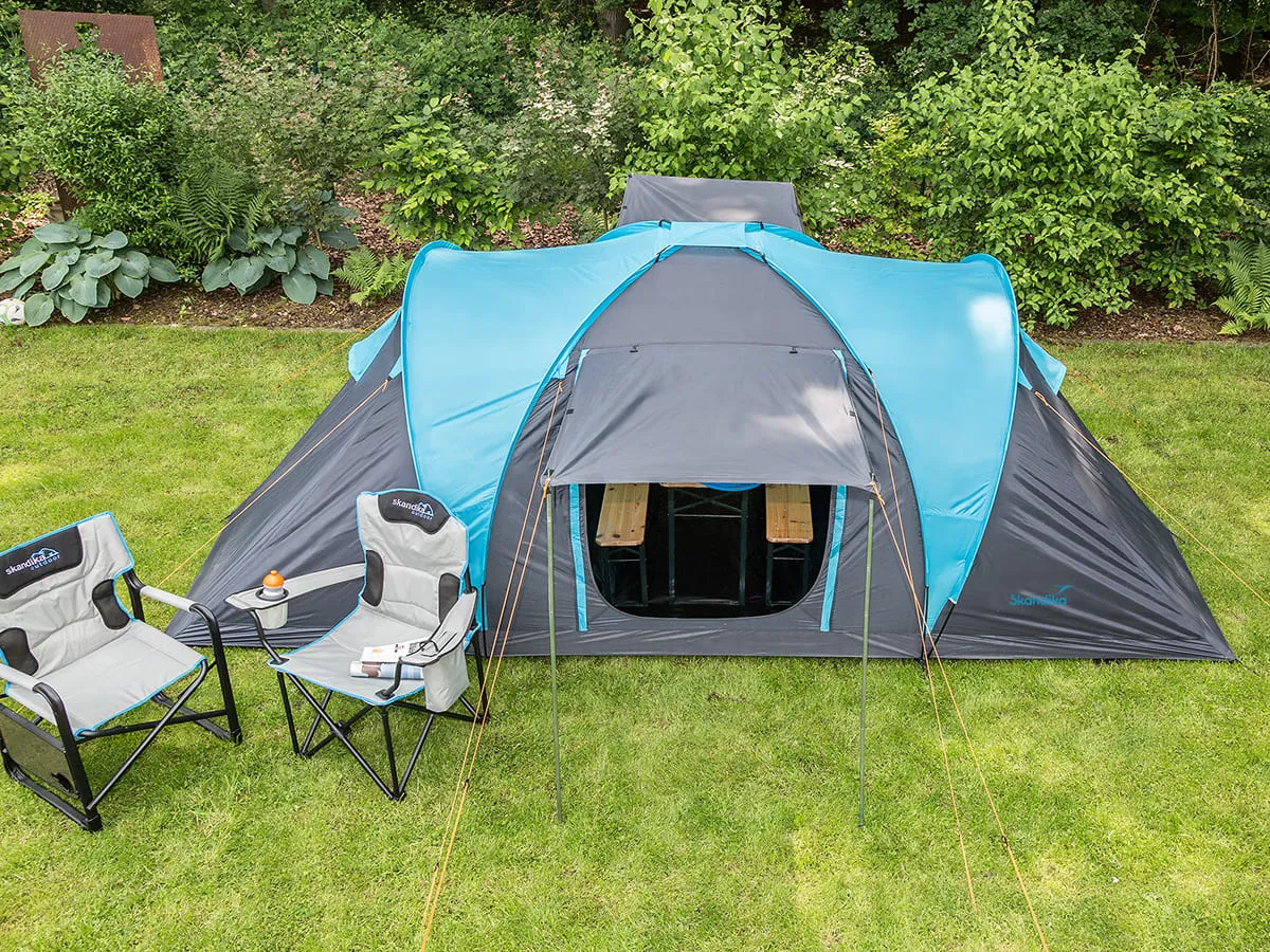 Skandika Hammerfest 6 Sleeper Protect Family Vis-A-Vis Tent 6 Person in Grey & Blue (SKA0001)