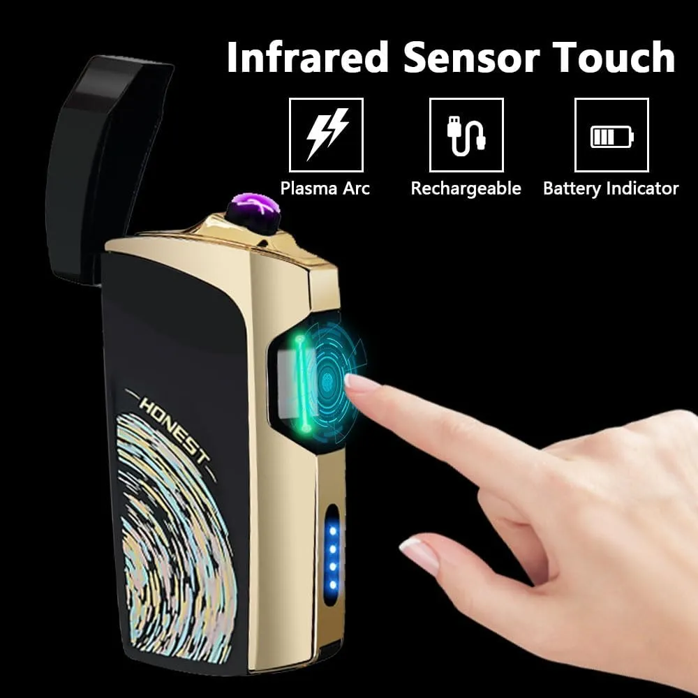 SKRFIRE Electric Arc Lighter - USB Rechargeable, Windproof, Flameless, Unique Cool Lighter Box for Men, Women, Holiday (Black Meteor)