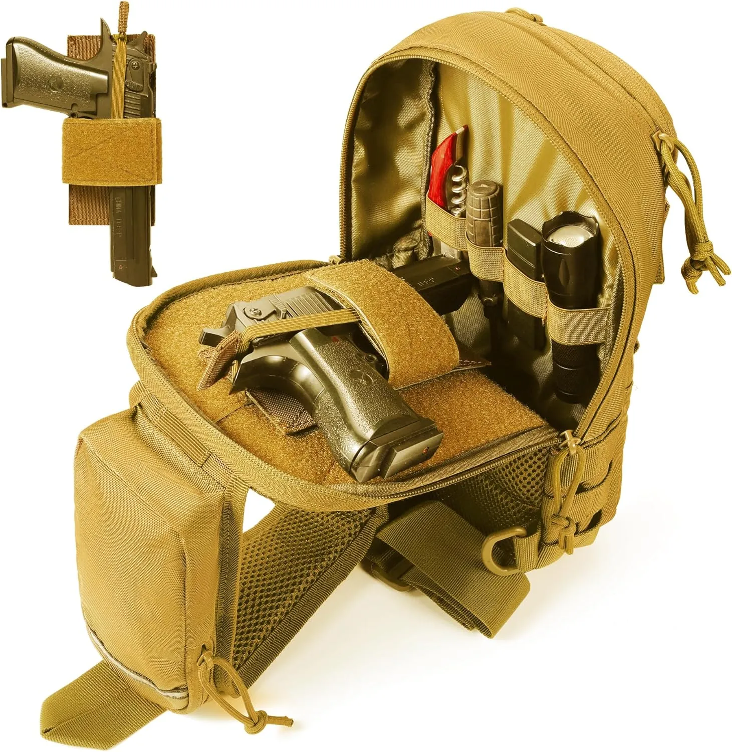 Sling Backpak Tactical Chest Pistol Bag Shoulder Bags Crossbody Sling Backpack Holster Bag for Concealed Carry