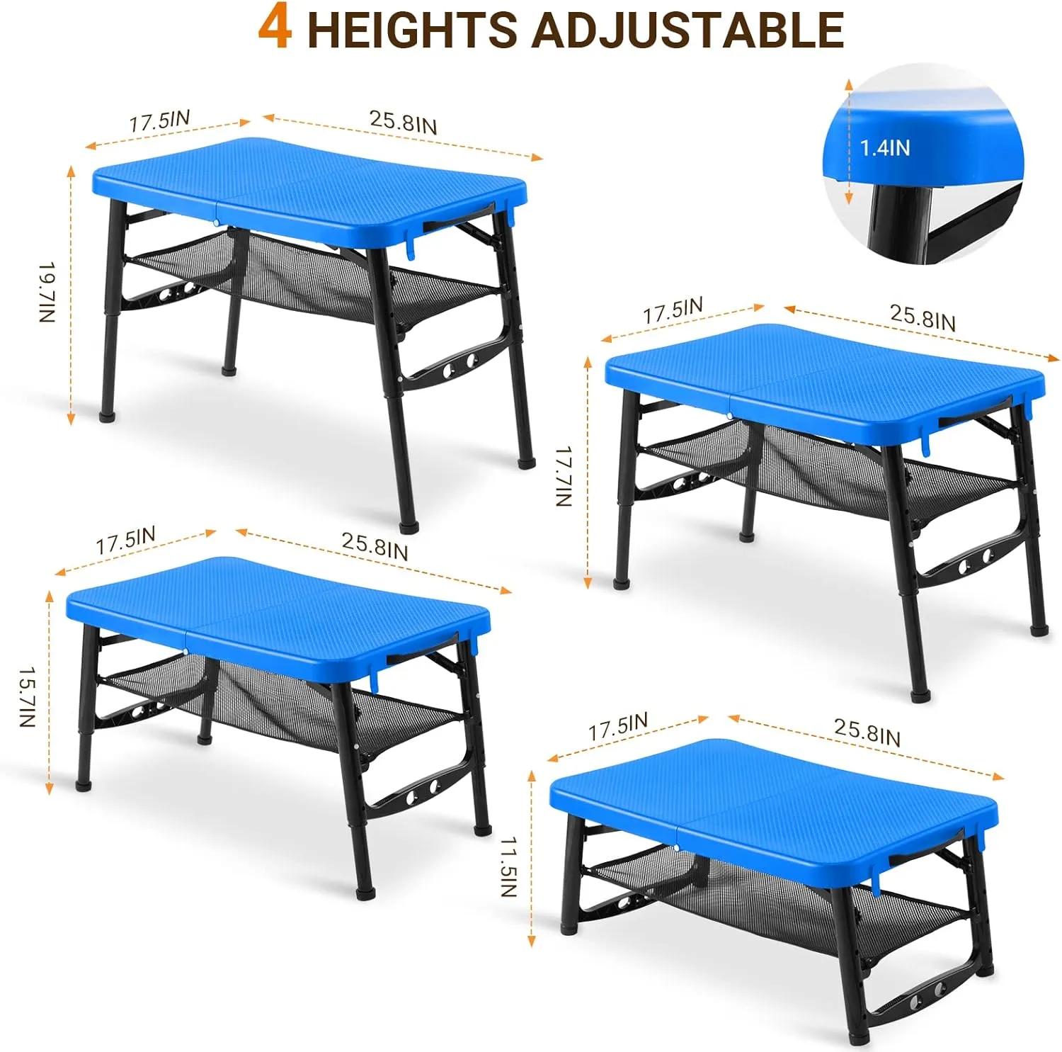 Small Folding Table Portable for Camping - Mondoshop Lightweight Foldable Table with Mesh Fabric for Outdoor Cooking, Picnic, Camp, Beach, Travel