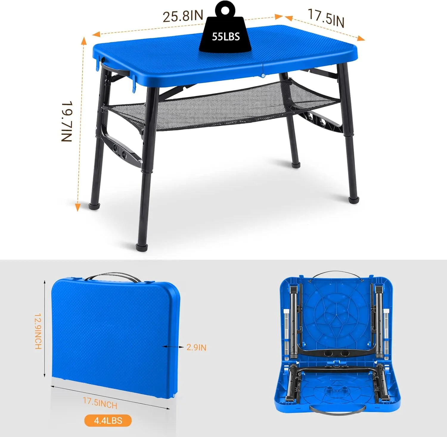 Small Folding Table Portable for Camping - Mondoshop Lightweight Foldable Table with Mesh Fabric for Outdoor Cooking, Picnic, Camp, Beach, Travel