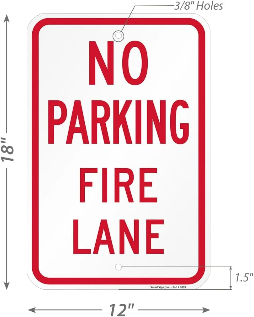 SmartSign No Parking - Fire Lane Sign | 12 x 18 Inches Engineer Grade Reflective ACM, Laminated for Protection, Rust-Free, Made in USA